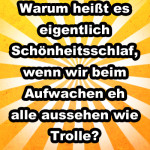 Warum heißt es eigentlich Schönheitsschlaf, wenn wir beim Aufwachen eh alle aussehen wie Trolle?