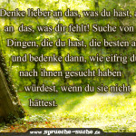 Denke lieber an das, was du hast, als an das, was dir fehlt! Suche von den Dingen, die du hast, die besten aus und bedenke dann, wie eifrig du nach ihnen gesucht haben würdest, wenn du sie nicht hättest.