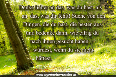 Denke lieber an das, was du hast, als an das, was dir fehlt! Suche von den Dingen, die du hast, die besten aus und bedenke dann, wie eifrig du nach ihnen gesucht haben würdest, wenn du sie nicht hättest.