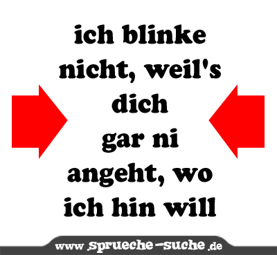 ich blinke nicht, weil's dich gar ni angeht, wo ich hin will