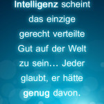 Intelligenz scheint das einzige gerecht verteilte Gut auf der Welt zu sein... Jeder glaubt, er hätte genug davon.