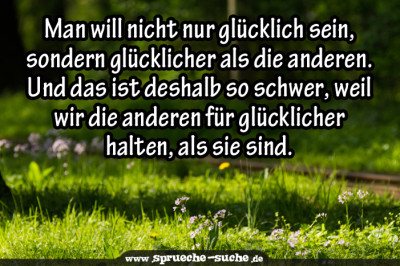 Man will nicht nur glücklich sein, sondern glücklicher als die anderen. Und das ist deshalb so schwer, weil wir die anderen für glücklicher halten, als sie sind.