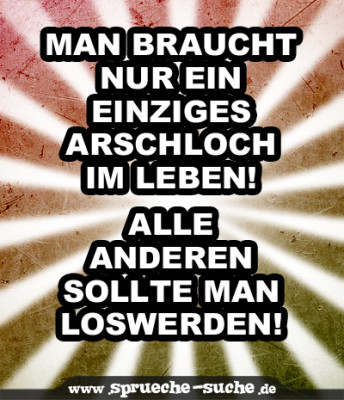 Man braucht nur ein einziges Arschloch im Leben! Alle anderen sollte