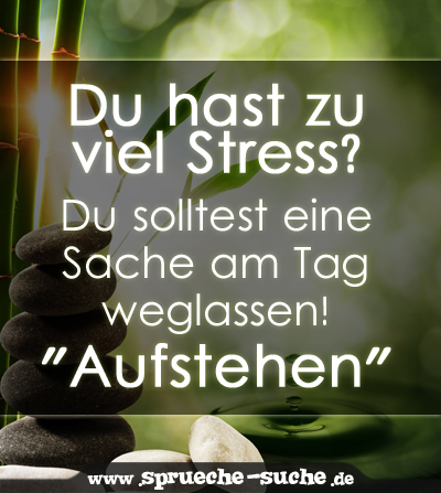 Du Hast Zu Viel Stress Du Solltest Eine Sache Am Weglassen Aufstehen Spruche Suche