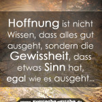 Hoffnung ist nicht Wissen, dass alles gut ausgeht, sondern die Gewissheit, dass etwas Sinn hat, egal wie es ausgeht..