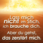 Lass mich nicht im Stich, ich brauche dich. Aber du gehst, das zerstört mich.