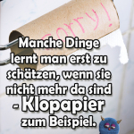 Manche Dinge lernt man erst zu schätzen, wenn sie nicht mehr da sind - Klopapier zum Beispiel.