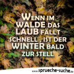 Wenn im Walde das Laub fällt schnell, ist der Winter bald zur stell