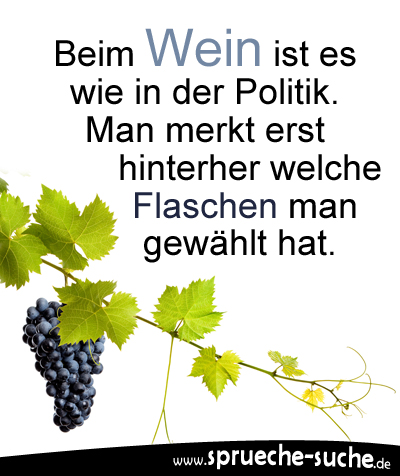 Beim Wein ist es wie in der Politik. Man merkt erst hinterher welche Flaschen man gewählt hat.