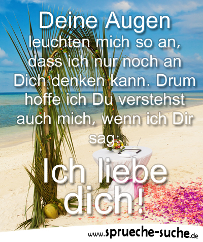 Deine Augen leuchten mich so an, dass ich nur noch an Dich denken kann. Drum hoffe ich Du verstehst auch mich, wenn ich Dir sag: Ich liebe dich!