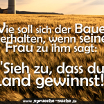 Wie soll sich der Bauer verhalten, wenn seine Frau zu ihm sagt: "Sieh zu, dass du Land gewinnst!"