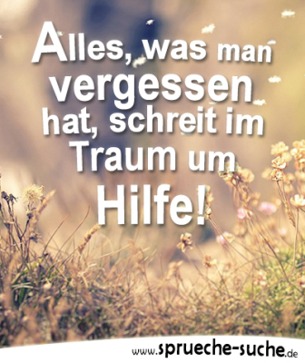 Alles, was man vergessen hat, schreit im Traum um Hilfe Sprüche zum