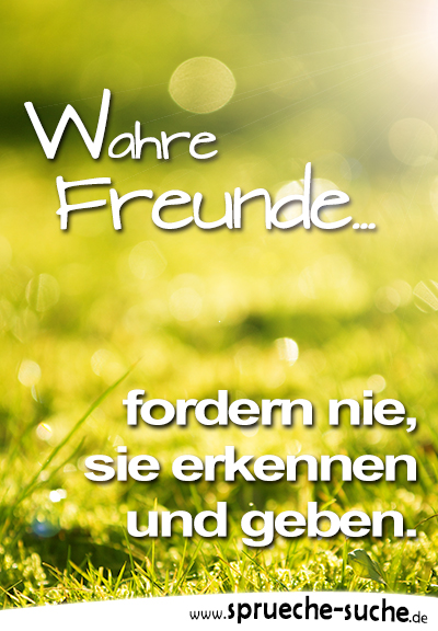 Wahre Freunde fordern nie, sie erkennen und geben.