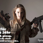 Spruch mit bewaffneter Frau - Vorsätze für das neue Jahr
