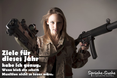 Spruch mit bewaffneter Frau - Vorsätze für das neue Jahr