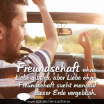 Spruchbild mit zwei Freunden im Cabrio