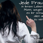 Spruch über Vertrauen - Frau zeigt Mann den Mittelfinger weil sie schon mal betrogen wurde