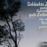 Spruch mit Baum im Wind nach Sonnenuntergang