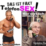 Junger Mann, alter Mann am Telefon - Lustiges Spruchbild