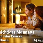 Spruchbild: Mann verbringt mit seiner Frau einen romantischen Abennd vorm Kamin