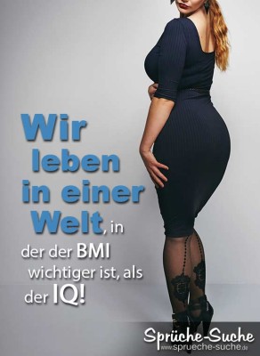 Spruchbild über Body-Mass-Index BMI mit Frau mit schönen Rundungen