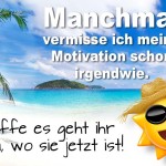 Spruchbild mit Traumstrand über Motivation