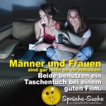 Spruchbild mit zwei jungen Frauen vorm Fernseher