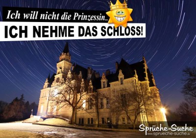 Spruchbild mit Schloss bei Nacht