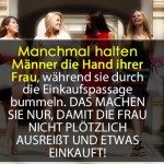 Lustiger Spruch über das Händchenhalten bei Männer und Frauen beim Bummeln