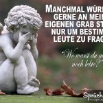 Engel aus Stein mit traurigem Spruch zum Nachdenken