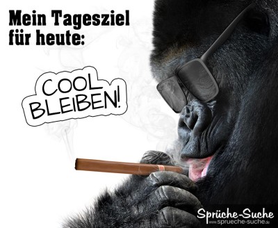 Spruchbild mit Affe, der Zigarre raucht und eine Sonnenbrille trägt