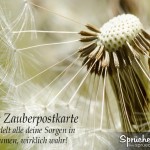 Zauberpostkarte mit Pusteblumenmotiv als Makro