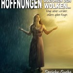 Eine Frau steht gleichzeitig im Regen und im Sonnenschein