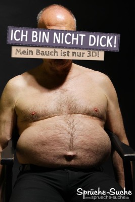 Dick Sprüche - Mann mit dickem behaarten Bauch