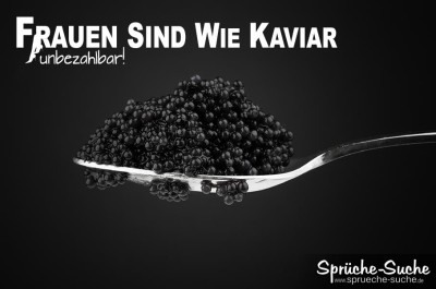 Kaviar auf Löffel Pro Frauen Spruchbild