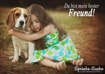 Kleines Mädchen klmmert sich an ihren Hund als Freundschaftsspruch