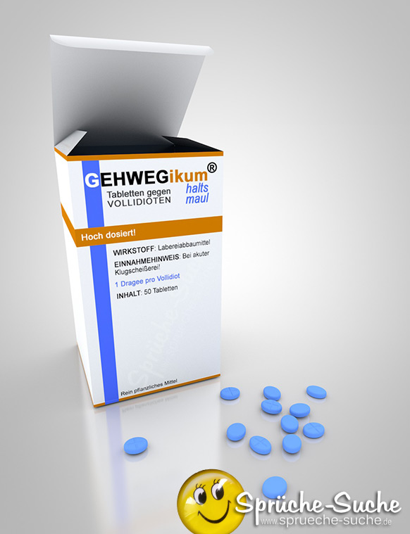 Lustige Medikamentenschachtel in 3D - Tabletten gegen Vollidioten