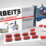 Arbeitsstress - lustiges Bild als Medikamentenverpackung