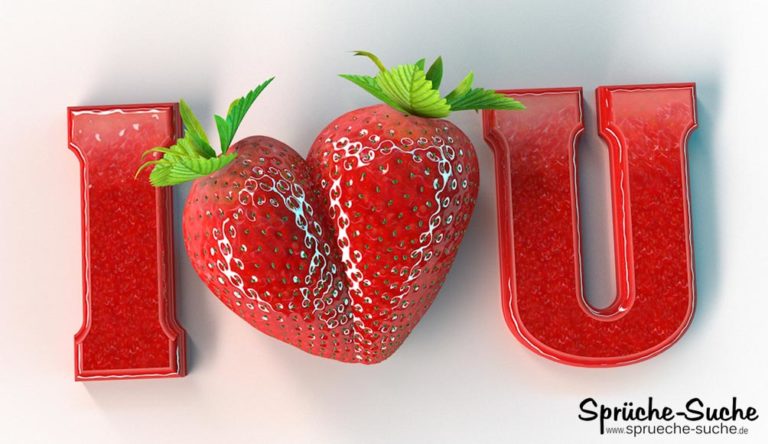 I LOVE YOU Bild mit Erdbeere