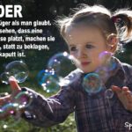 Kinder und Seifenblasen - Spruch zum Nachdenken