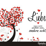 Schöner Spruch über Liebe mit Baum voller Herzen