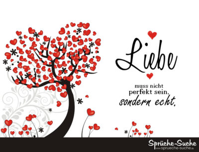 Schöner Spruch über Liebe mit Baum voller Herzen