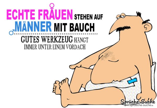 Mann in Unterwäsche - Dicker Bauch witziger Spruch mit Bild