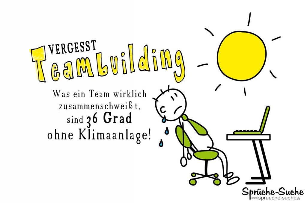 Hitze im Büro Teambuilding Sprüche
