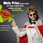 Traumprinz - Lustiger Spruch für Singles mit Prinz und Schildkröte