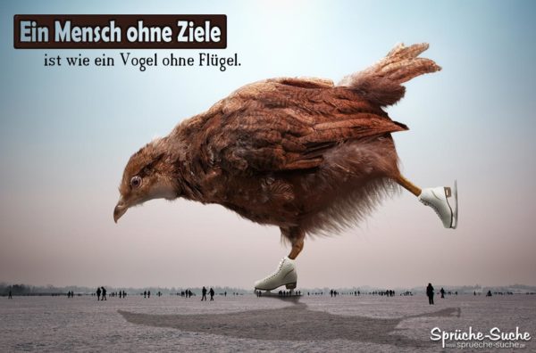 Schlittschuh laufender Vogel ohne Flügel