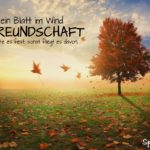 Herbsttag - Freundschaft - Spruch zum Nachdenken - Blatt im Wind