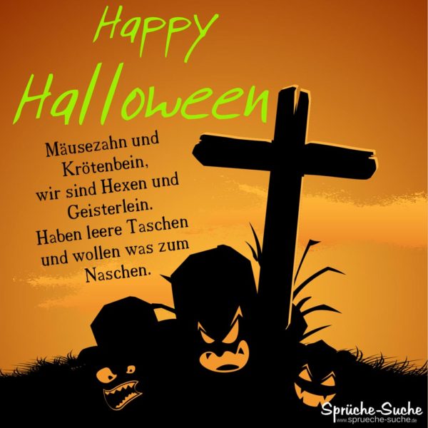 Spruchbild zu Halloween mit Spruch für Kinder