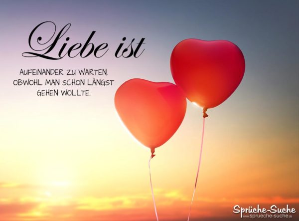 Liebe ist Sprüche - 2 Luftballons in Herzform