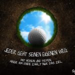 Golfloch mit Spruch über das Leben und Ziele